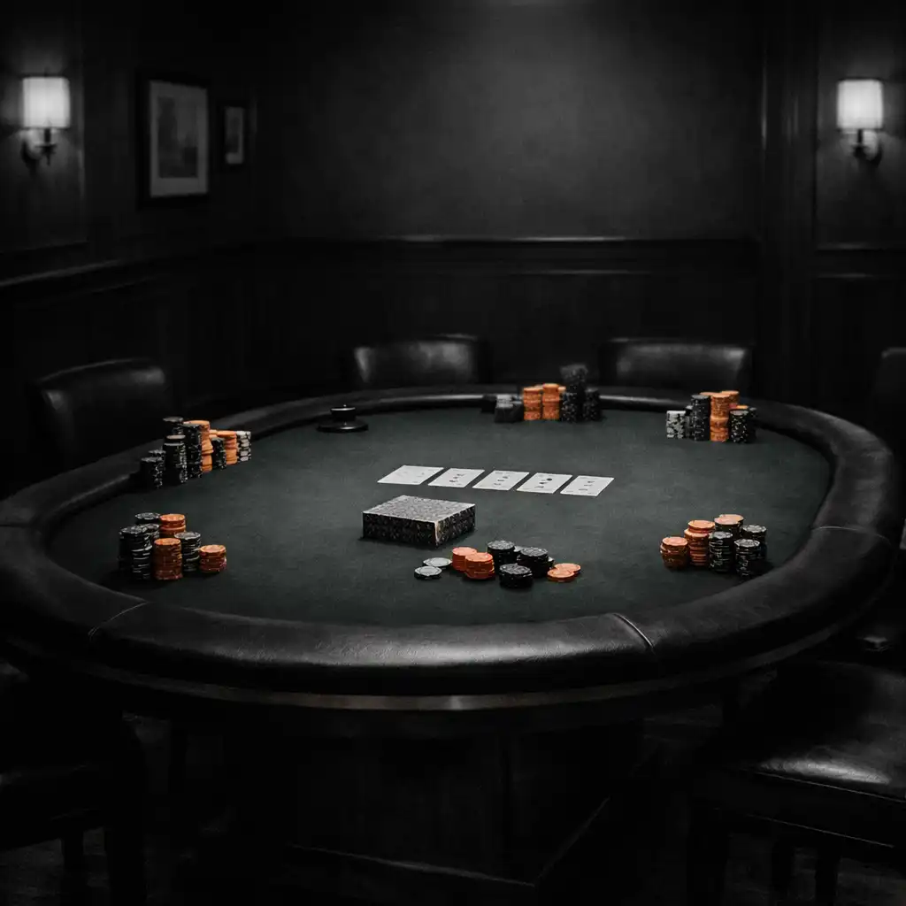 Private poker room with a single table set up for a reserved group